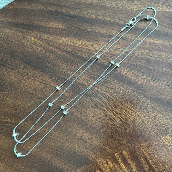 BRIGHTON NECKLACE LONG SILVER W/ CRYSTAL STONE STATIONS - Picture 4 of 13